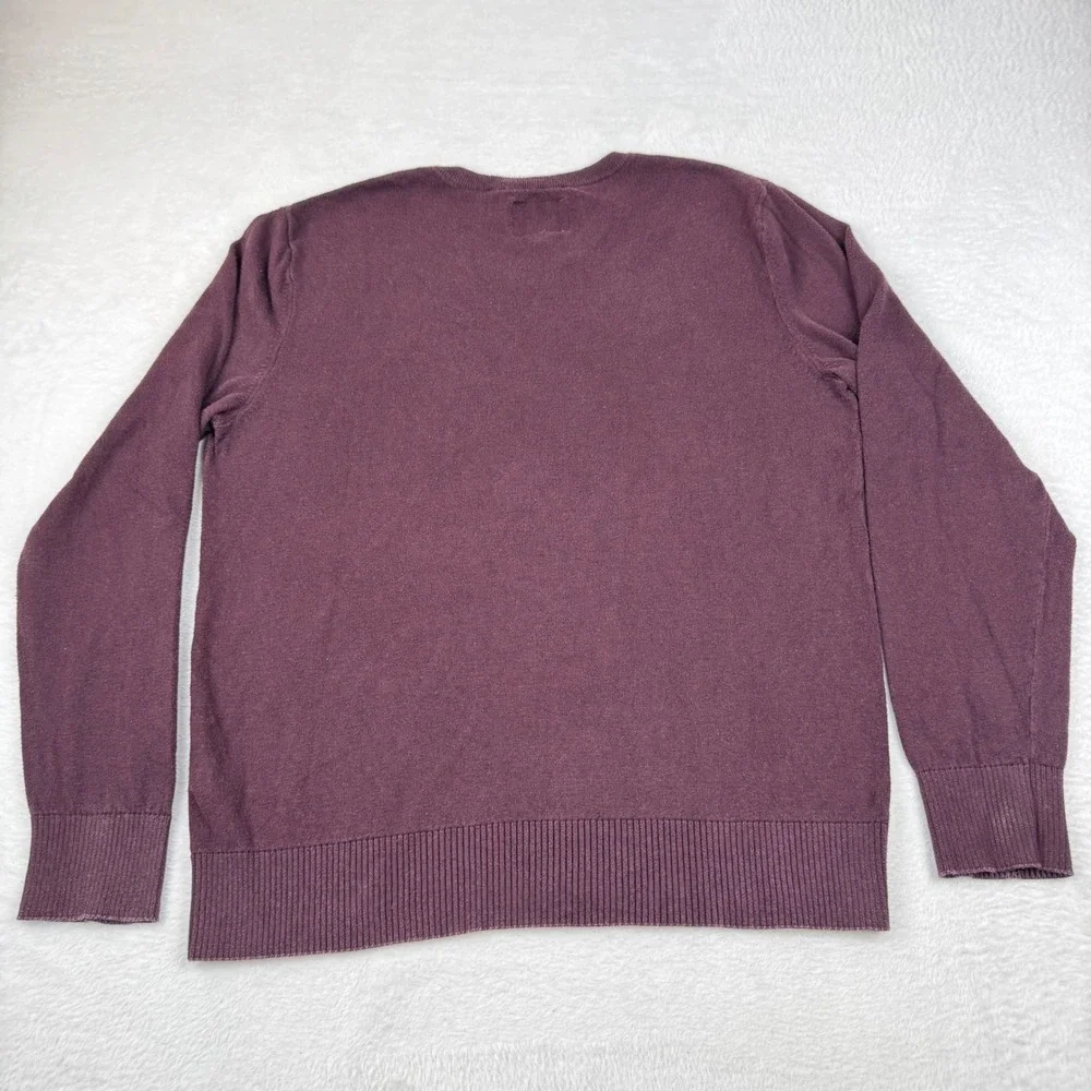 American Eagle V-Neck Sweater Mens Medium Burgundy Classic Fit Cotton Pullover